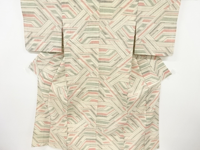 JAPANESE KIMONO / MAWATA OJIYA TSUMUGI / HITOE / WOVEN ABSTRACT PATTERN